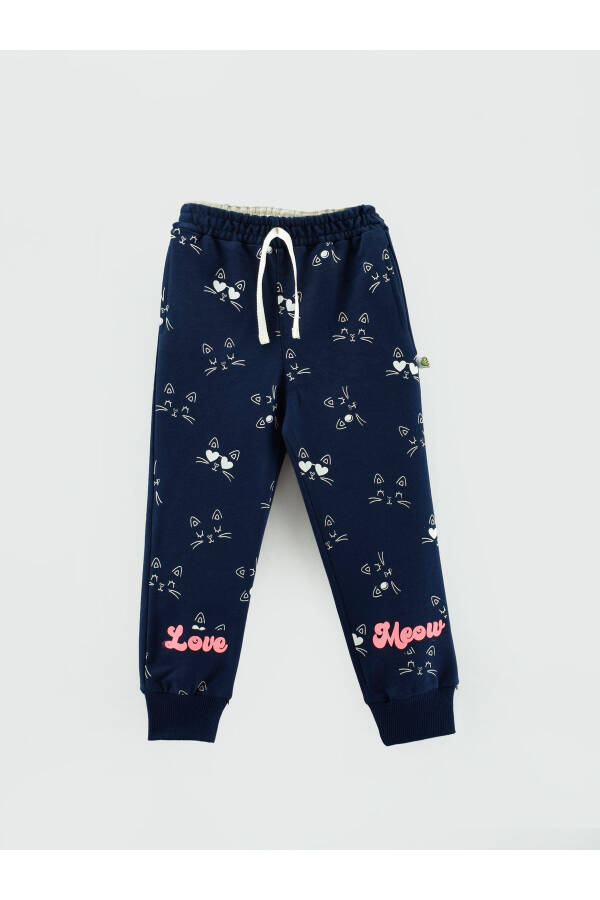 LOVE MEOW Printed Cat Pattern Girls Jogger Pants - 4