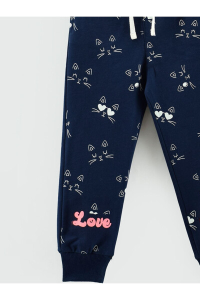 LOVE MEOW Printed Cat Pattern Girls Jogger Pants - 5