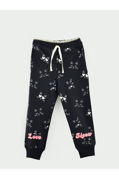 LOVE MEOW Printed Cat Pattern Girls Sweatpants - 4