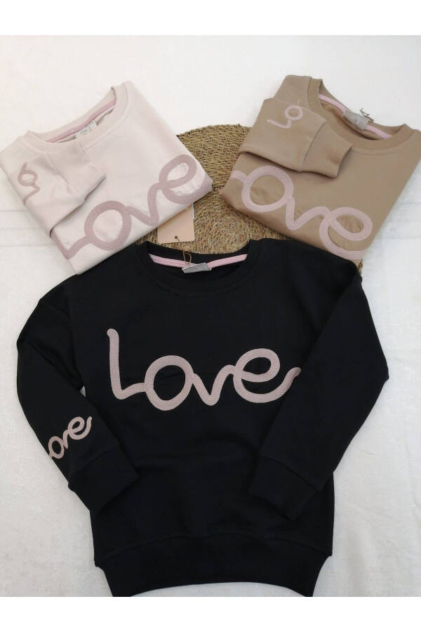 Love nakışlı kız çocuk sweatshirt 3-6 yaş - 3