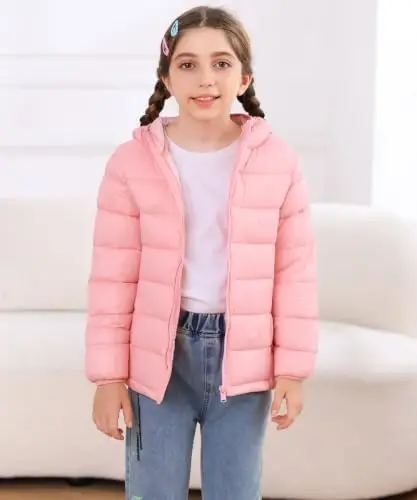 Lovekider Girls Winter Coat Shiny Gradient Lightweight Puffer Jacket 4-12Y | Down-Alternative, Windproof, Water-Resistant, Hooded, Durable Zipper, Girl Warm Winter Jacket for School Daily Outdoor Travel - 3
