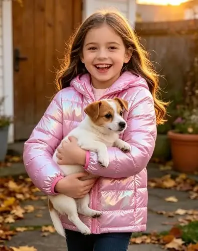 Lovekider Girls Winter Coat Shiny Gradient Lightweight Puffer Jacket 4-12Y | Down-Alternative, Windproof, Water-Resistant, Hooded, Durable Zipper, Girl Warm Winter Jacket for School Daily Outdoor Travel - 3