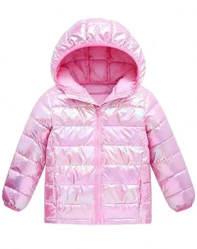 Lovekider Girls Winter Coat Shiny Gradient Lightweight Puffer Jacket 4-12Y | Down-Alternative, Windproof, Water-Resistant, Hooded, Durable Zipper, Girl Warm Winter Jacket for School Daily Outdoor Travel - Lovekider