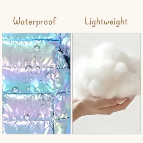 Lovekider Girls Winter Coat Shiny Gradient Lightweight Puffer Jacket 4-12Y | Down-Alternative, Windproof, Water-Resistant, Hooded, Durable Zipper, Girl Warm Winter Jacket for School Daily Outdoor Travel - 5