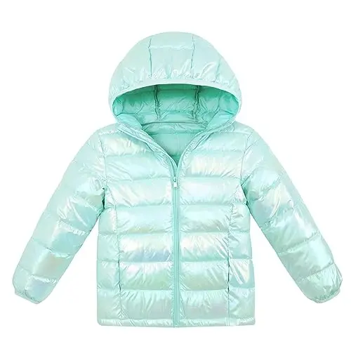 Lovekider Hooded Puffer Jacket for Girls 4-12T Down-Alternative Winter Coat Shiny Outerwear for Kids - 1