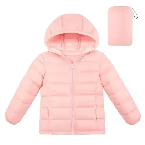 Lovekider Hooded Puffer Jacket for Girls 4-12T Packable Down-Alternative Warm Coat Shiny Outerwear for Kids Winter - 3