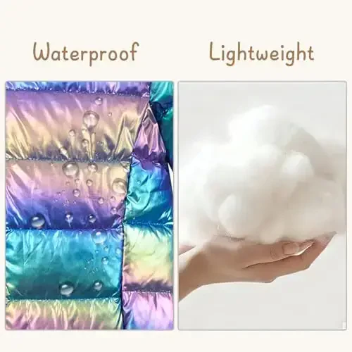 Lovekider Hooded Puffer Jacket for Girls 4-12T Packable Down-Alternative Warm Coat Shiny Outerwear for Kids Winter - 6