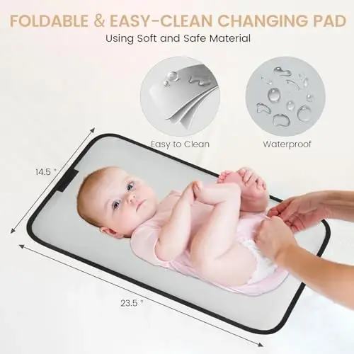 LOVEVOOK Diaper Bag Backpack, Baby Bag with Changing Pad, Large Diaper Backpack Boy Girl, Waterproof Baby Registry Bag for Mom Dad with Stroller Buckles, Beige-khaki - 6