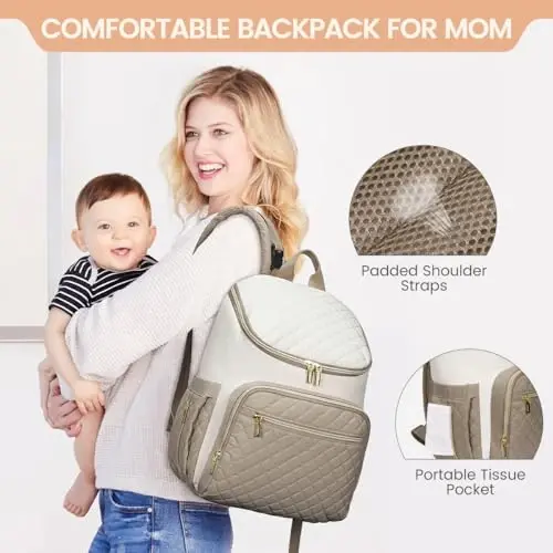 LOVEVOOK Diaper Bag Backpack Large Capacity Baby Bag with Portable Changing Pad, Multifunction Baby Travel Backpack - 2