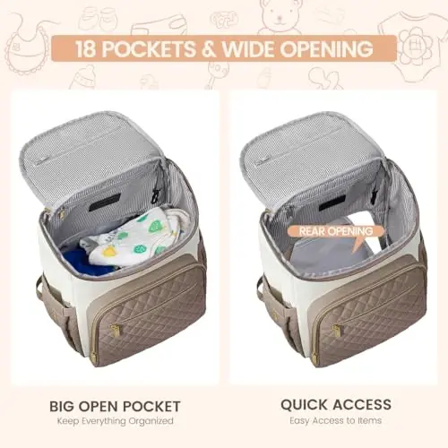 LOVEVOOK Diaper Bag Backpack Large Capacity Baby Bag with Portable Changing Pad, Multifunction Baby Travel Backpack - 4