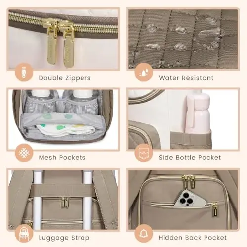 LOVEVOOK Diaper Bag Backpack Large Capacity Baby Bag with Portable Changing Pad, Multifunction Baby Travel Backpack - 5