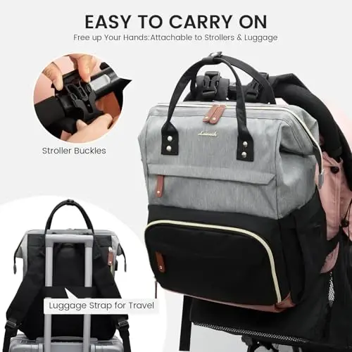 LOVEVOOK Diaper Bag Backpack, Baby Bag with Changing Station, Large Diaper Backpack for Moms Dads, Waterproof Leather Accents Baby Boy and Girl Bag for Travel Baby Essentials - 4