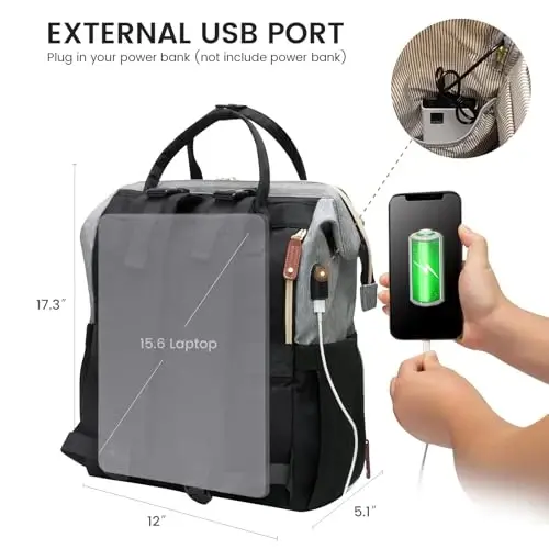 LOVEVOOK Diaper Bag Backpack, Baby Bag with Changing Station, Large Diaper Backpack for Moms Dads, Waterproof Leather Accents Baby Boy and Girl Bag for Travel Baby Essentials - 5