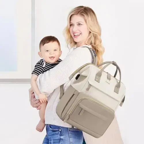 LOVEVOOK Diaper Bag Backpack, Baby Bag with Changing Station, Large Diaper Backpack for Moms Dads, Waterproof Leather Accents Baby Boy and Girl Bag for Travel Baby Essentials - 7