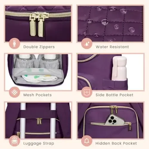 LOVEVOOK Diaper Bag Backpack Large Capacity Baby Bag with Portable Changing Pad, Multifunction Baby Travel Backpack - 4