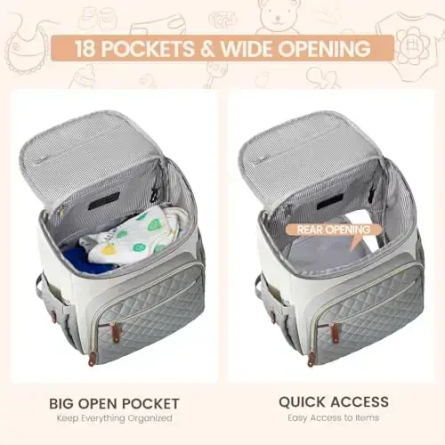 LOVEVOOK Diaper Bag Backpack Large Capacity Baby Bag with Portable Changing Pad, Multifunction Baby Travel Backpack - 4