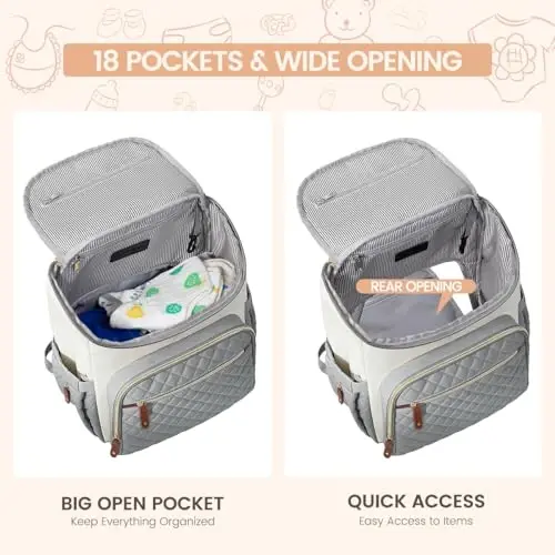 LOVEVOOK Diaper Bag Backpack Large Capacity Baby Bag with Portable Changing Pad, Multifunction Baby Travel Backpack - 4