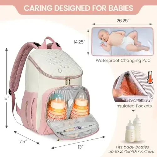 LOVEVOOK Diaper Bag Backpack Large Capacity Baby Bag with Portable Changing Pad, Multifunction Baby Travel Backpack - 4