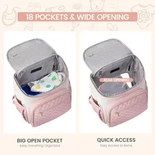 LOVEVOOK Diaper Bag Backpack Large Capacity Baby Bag with Portable Changing Pad, Multifunction Baby Travel Backpack - 5
