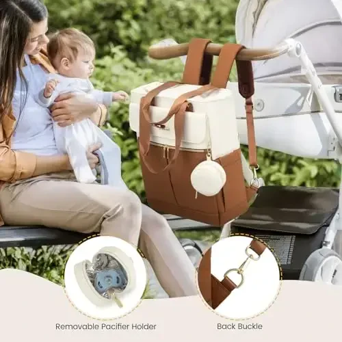 LOVEVOOK Diaper Bag Backpack,Diaper Tote Bag with Insulated Pockets,Baby Bag for Girl Boy with Changing Pad,Large Baby Diaper Bag with Pacifier Case,Anti-Theft Travel Backpack for Women - 5