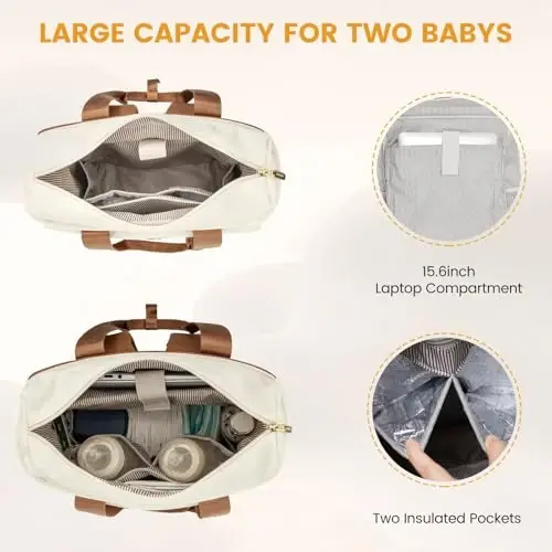 LOVEVOOK Diaper Bag Backpack,Diaper Tote Bag with Insulated Pockets,Baby Bag for Girl Boy with Changing Pad,Large Baby Diaper Bag with Pacifier Case,Anti-Theft Travel Backpack for Women - 3