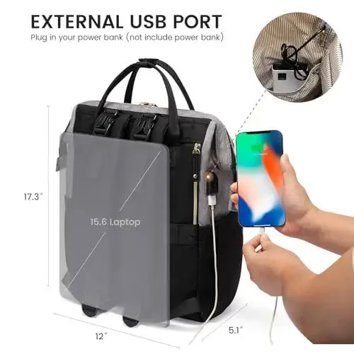 LOVEVOOK Diaper Bag Backpack, Baby Bag with Changing Station, Large Diaper Backpack for Mom Dads, Waterproof Leather Mommy Bag for Boy and Girl, Travel Essential Baby Shower, Black-Grey - 5