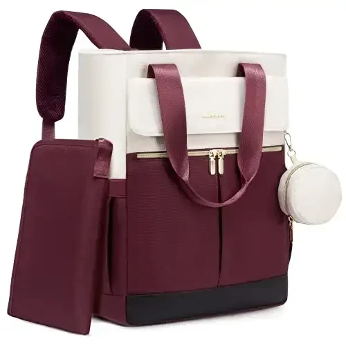 LOVEVOOK Diaper Bag Backpack,Diaper Tote Bag with Insulated Pockets,Baby Bag for Girl Boy with Changing Pad,Large Baby Diaper Bag with Pacifier Case,Anti-Theft Travel Backpack for Women,Red-White 