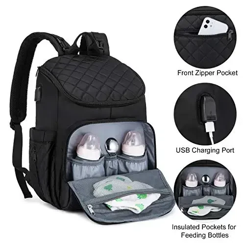 LOVEVOOK Diaper Bag Backpack Large Capacity Baby Bag with Portable Changing Pad, Multifunction Baby Travel Backpack - 5