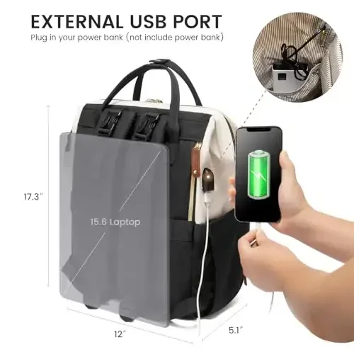 LOVEVOOK Diaper Bag Backpack, Baby Bag with Changing Station, Large Diaper Backpack for Mom Dads, Waterproof Mommy Bag for Boy and Girl, Travel Essential Baby Shower, Black-Beige - 5