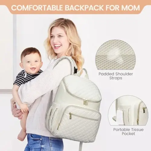 LOVEVOOK Diaper Bag Backpack Large Capacity Baby Bag with Portable Changing Pad, Multifunction Baby Travel Backpack - 2
