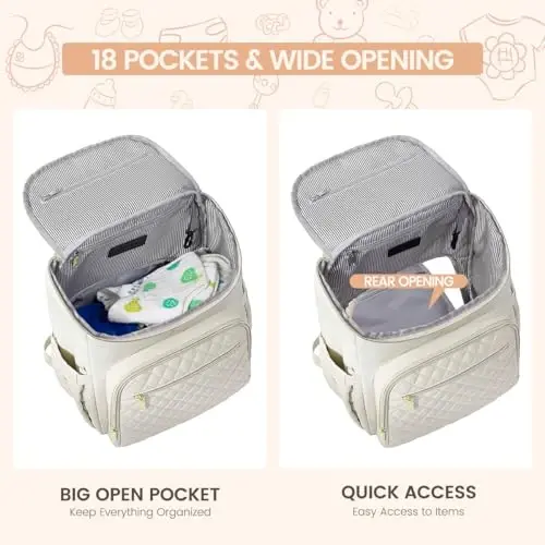 LOVEVOOK Diaper Bag Backpack Large Capacity Baby Bag with Portable Changing Pad, Multifunction Baby Travel Backpack - 4