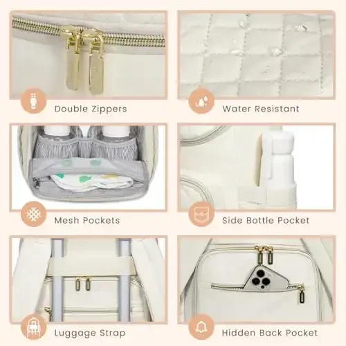 LOVEVOOK Diaper Bag Backpack Large Capacity Baby Bag with Portable Changing Pad, Multifunction Baby Travel Backpack - 5