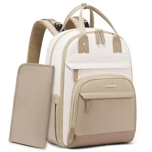 LOVEVOOK Bolalar uchun Diaper Bag Backpack, Bolalar uchun сумка, Katta Diaper Backpack Boy Girl, Suv o'tkazmaydigan bolalar uchun ro'yxatga olish sumkasi, Onalar va otalar uchun aravachalar bilan, bej-xaki - LOVEVOOK (1)