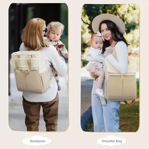 LOVEVOOK Diaper Backpack, Diaper Bag Tote with Insulated Pockets, Baby Bag for Girl Boy with Changing Pad, Large Baby Diaper Bag with Pacifier Case, Anti-Theft Travel Backpack for Women - LOVEVOOK (1)