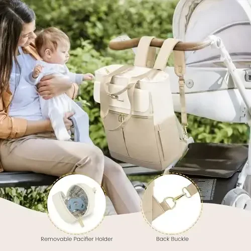 LOVEVOOK Diaper Backpack, Diaper Bag Tote with Insulated Pockets, Baby Bag for Girl Boy with Changing Pad, Large Baby Diaper Bag with Pacifier Case, Anti-Theft Travel Backpack for Women - 5