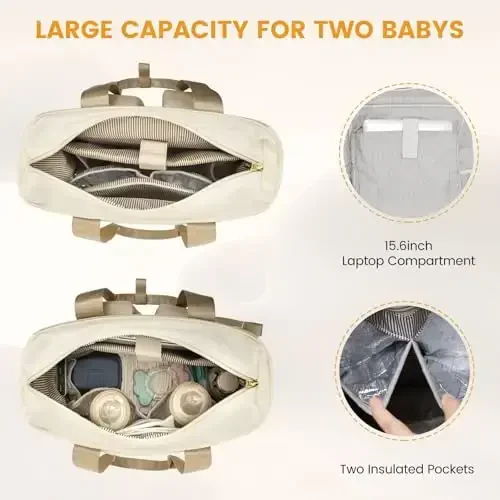 LOVEVOOK Diaper Backpack, Izolyatsiya qilingan cho'ntakli taglik sumkasi, Qiz bola uchun bolalar sumkasi, So'rg'ich qutisi bilan katta bolalar taglik sumkasi, Ayollar uchun o'g'irlikdan himoyalangan sayohat ryukzaki - 3