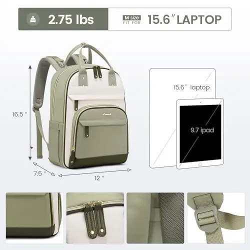 LOVEVOOK Diaper Bag Backpack, Baby Bag with Changing Pad, Large Diaper Backpack Boy Girl, Waterproof Baby Registry Bag for Mom Dad with Stroller Buckles, Light Green-beige-olive Green - 6