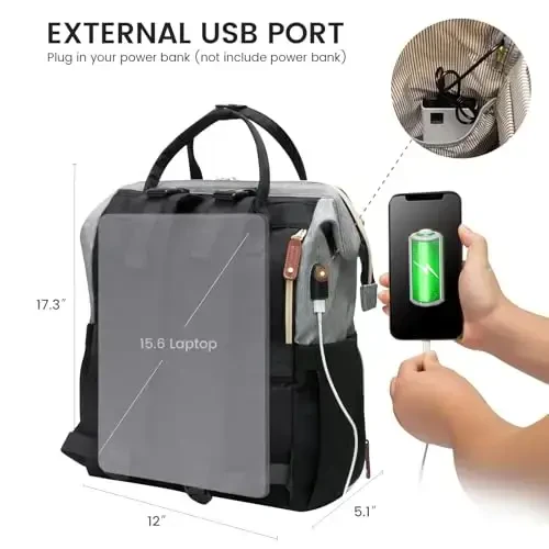 LOVEVOOK Diaper Bag Backpack, Baby Bag with Changing Station, Large Diaper Backpack for Moms Dads, Waterproof Leather Accents Baby Boy and Girl Bag for Travel Baby Essentials - 5