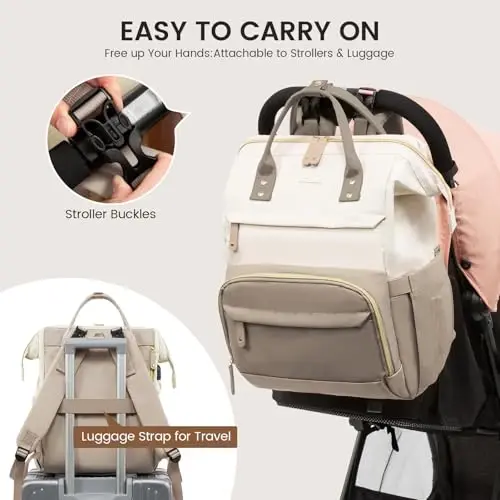 LOVEVOOK Diaper Bag Backpack, Baby Bag with Changing Station, Large Diaper Backpack for Moms Dads, Waterproof Leather Accents Baby Boy and Girl Bag for Travel Baby Essentials - 4
