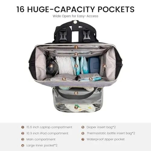 LOVEVOOK Diaper Bag Backpack, Baby Bag with Changing Station, Large Diaper Backpack for Moms Dads, Waterproof Leather Accents Baby Boy and Girl Bag for Travel Baby Essentials - LOVEVOOK (1)