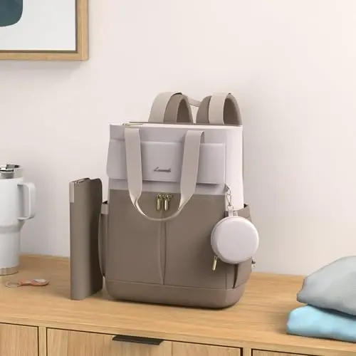 LOVEVOOK Diaper Bag Backpack, Diaper Bag Tote with Insulated Pockets, Baby Bag for Girl Boy with Changing Pad, Large Baby Diaper Bag with Pacifier Case, Anti-Theft Travel Backpack for Women, Coffee-Beige - LOVEVOOK