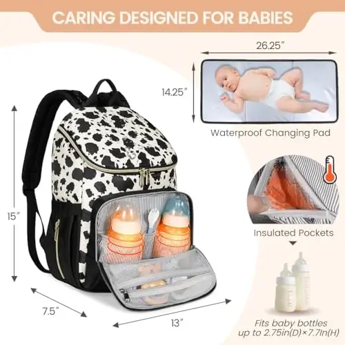 LOVEVOOK Diaper Bag Backpack Large Capacity Baby Bag with Portable Changing Pad, Multifunction Baby Travel Backpack - LOVEVOOK (1)