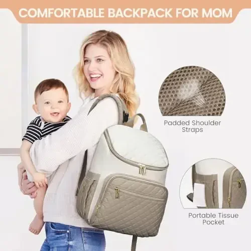 LOVEVOOK Diaper Bag Backpack Large Capacity Baby Bag with Portable Changing Pad, Multifunction Baby Travel Backpack - 2