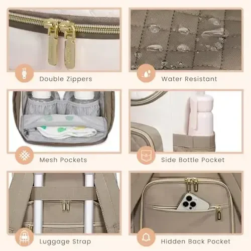 LOVEVOOK Diaper Bag Backpack Large Capacity Baby Bag with Portable Changing Pad, Multifunction Baby Travel Backpack - 5