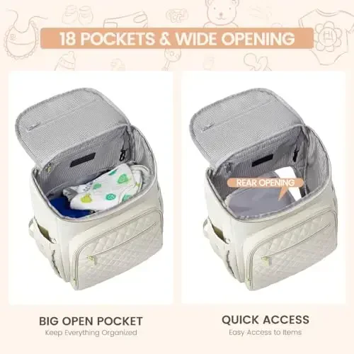 LOVEVOOK Diaper Bag Backpack Large Capacity Baby Bag with Portable Changing Pad, Multifunction Baby Travel Backpack - 4