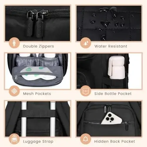 LOVEVOOK Diaper Bag Backpack Large Capacity Baby Bag with Portable Changing Pad, Multifunction Baby Travel Backpack - 4