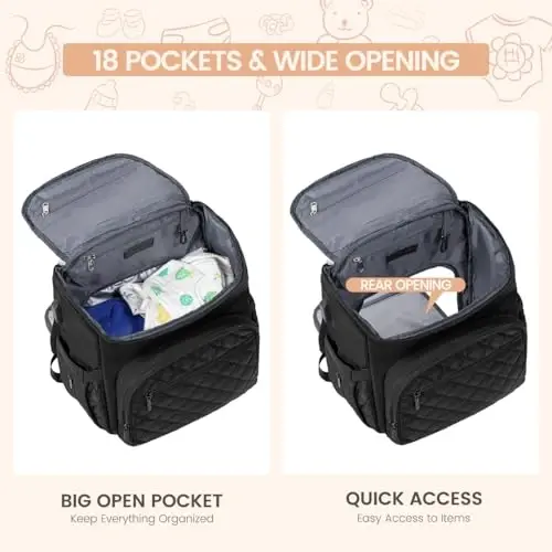LOVEVOOK Diaper Bag Backpack Large Capacity Baby Bag with Portable Changing Pad, Multifunction Baby Travel Backpack - 3