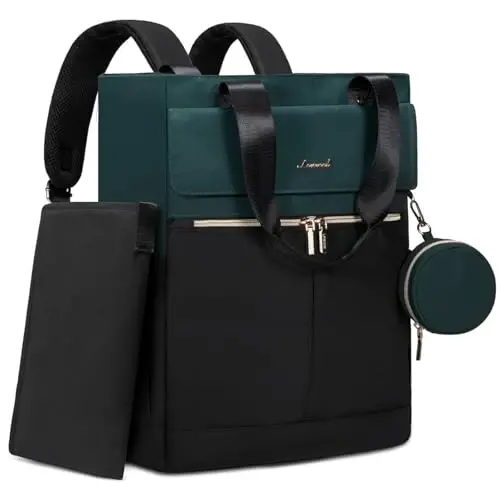 LOVEVOOK Diaper Bag Backpack with Insulated Pockets, Baby Changing Pad, Pacifier Case - Anti-Theft Travel Backpack for Women, Black-Green - LOVEVOOK