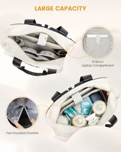 LOVEVOOK Diaper Bag Backpack with Insulated Pockets, Changing Pad, Pacifier Case - Anti-Theft Travel Bag for Women - 1