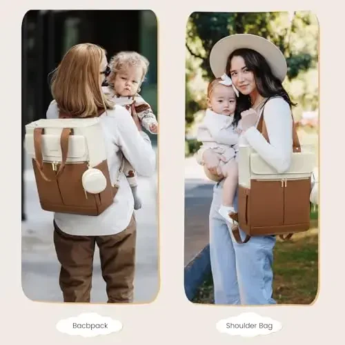 LOVEVOOK Diaper Bag Backpack,Diaper Bag Tote with Insulated Pockets,Baby Bag for Girl Boy with Changing Pad,Large Baby Diaper Bag with Pacifier Case,Anti-Theft Travel Backpack for Women - 2